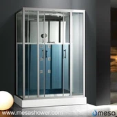 Голям фотьойл с правоъгълна масажна душ кабина с ниска тава M-530-CY