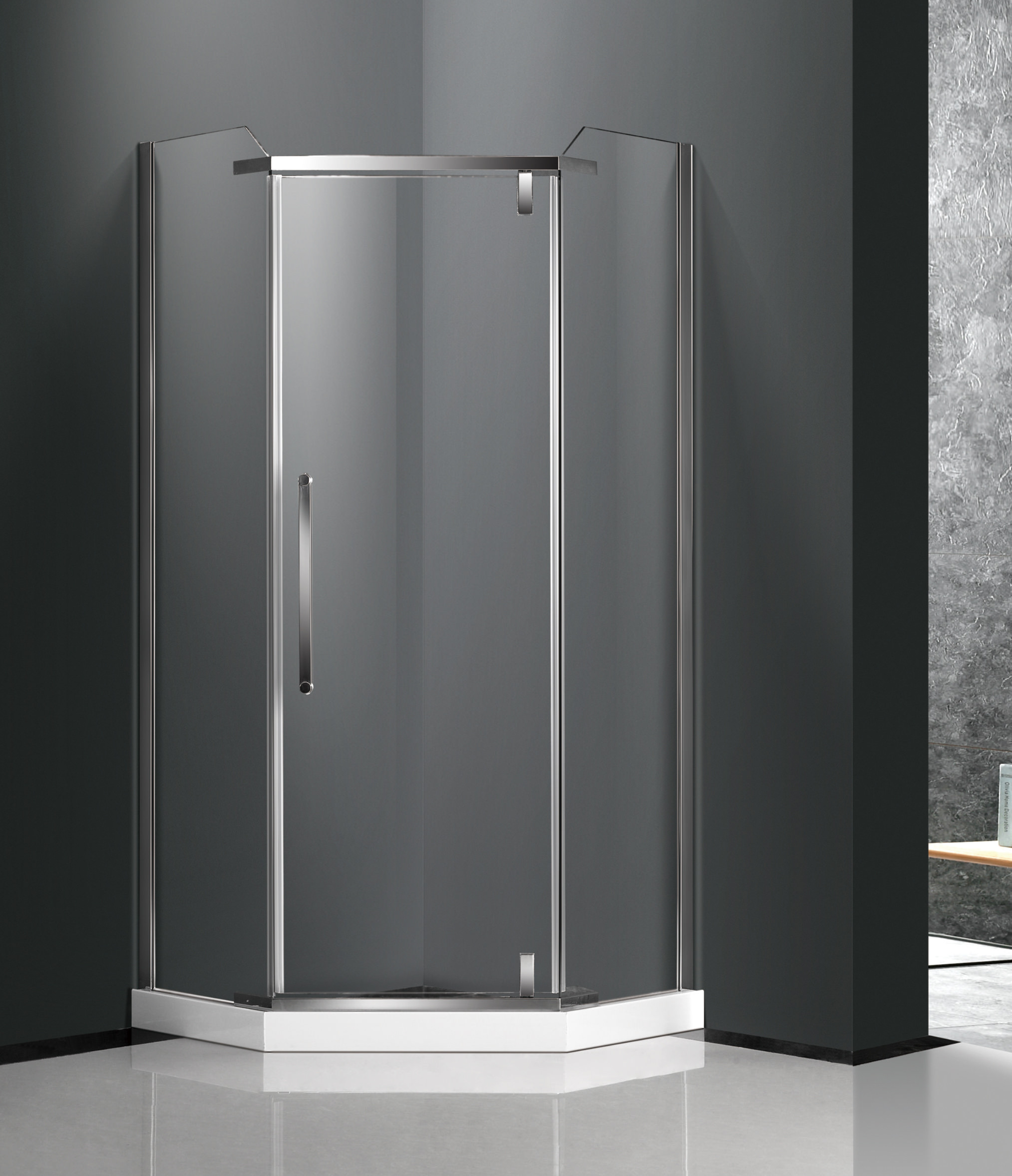 WZ-06 Ъглова диамант Extreme Frameless от неръждаема стомана Pivot Shower Enclosure.jpg