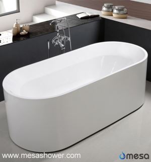 Полирана бяла акрилна овална плажна вана